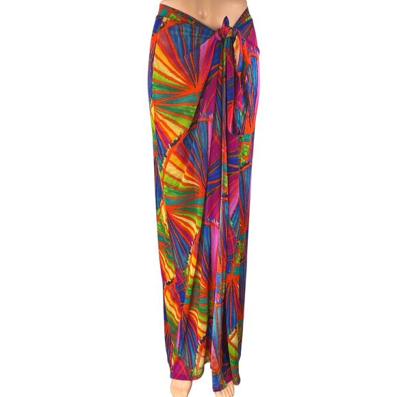 Fashion Nova Multicolor Abstract High Waist Beach Cover Up Maxi Wrap Skirt 2XL - Picture 7 of 11